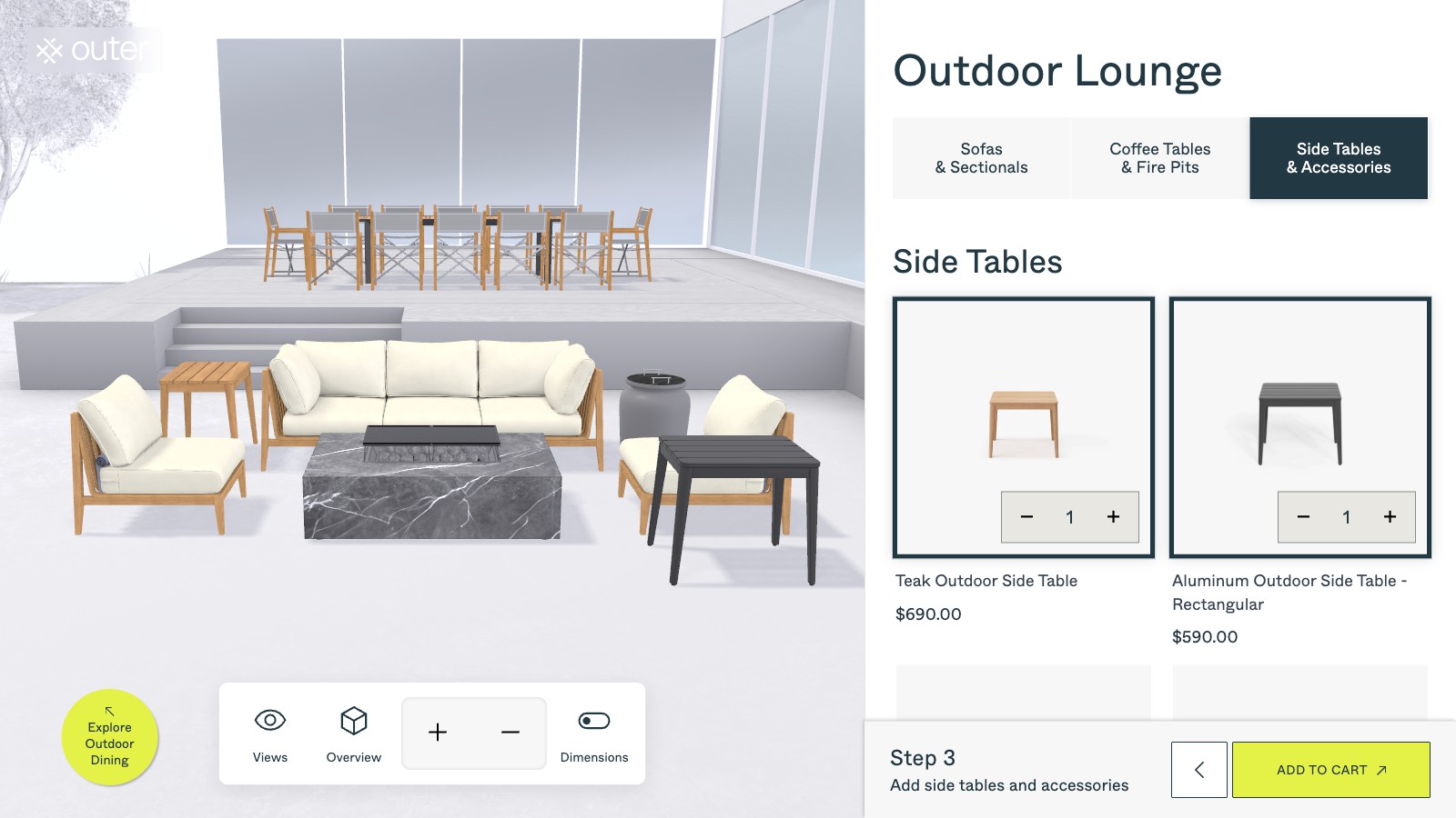 Outer户外家具Shopify 3D配置器